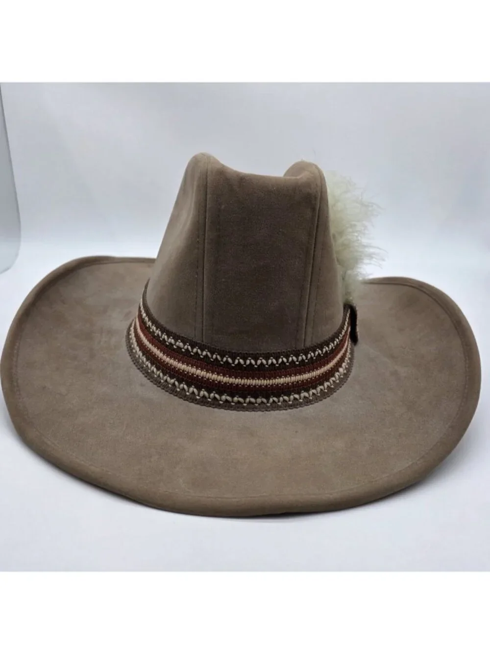 United Hatters Cap Millinery Cowboy Hat Size Large Brown Feather Vintage Western
